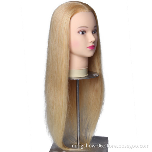 Long blonde human hair mannequin head training doll head for training